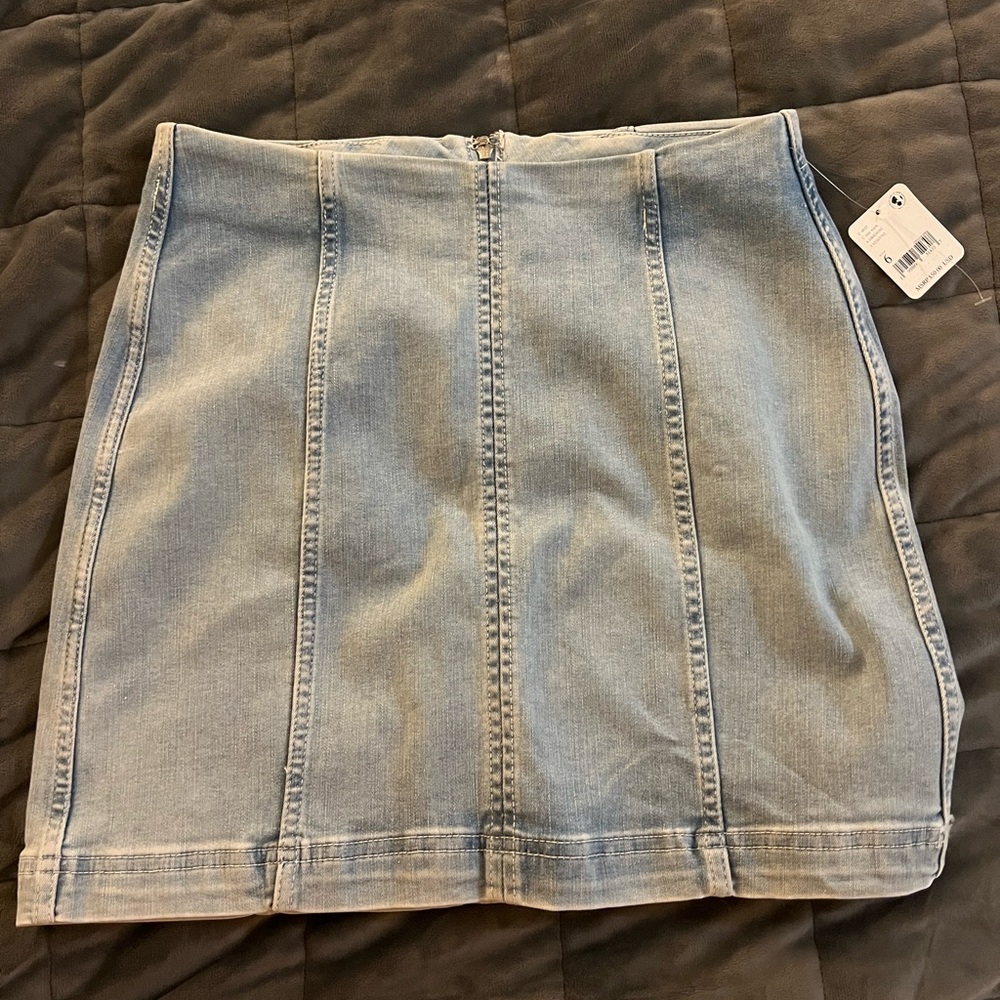 Free People Modern Femme Mini Skirt- “Starwash” Denim